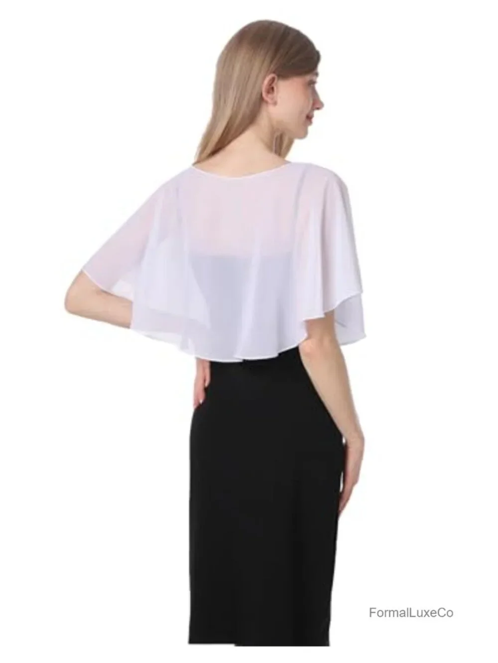 Chiffon Capelet for Women Evening Dress Shawl Bridesmaid Wrap